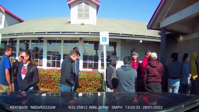 Illegals (about 60) Bussed (2 Buses) Into a Golden Corral in Montgomery AL