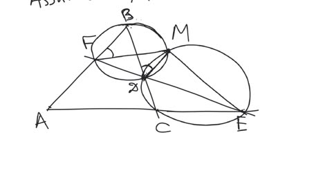 The special case of Miquel's theorem when points are collinear | plane geometry | intermediate level