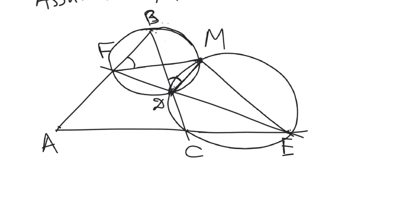 The special case of Miquel's theorem when points are collinear | plane geometry | intermediate level