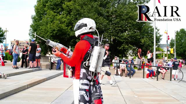 Boosterman! attends the James Topp arrival at the War Memorial