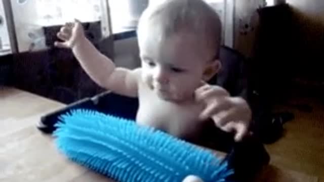 Funny baby feeling