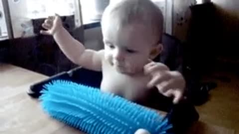 Funny baby feeling