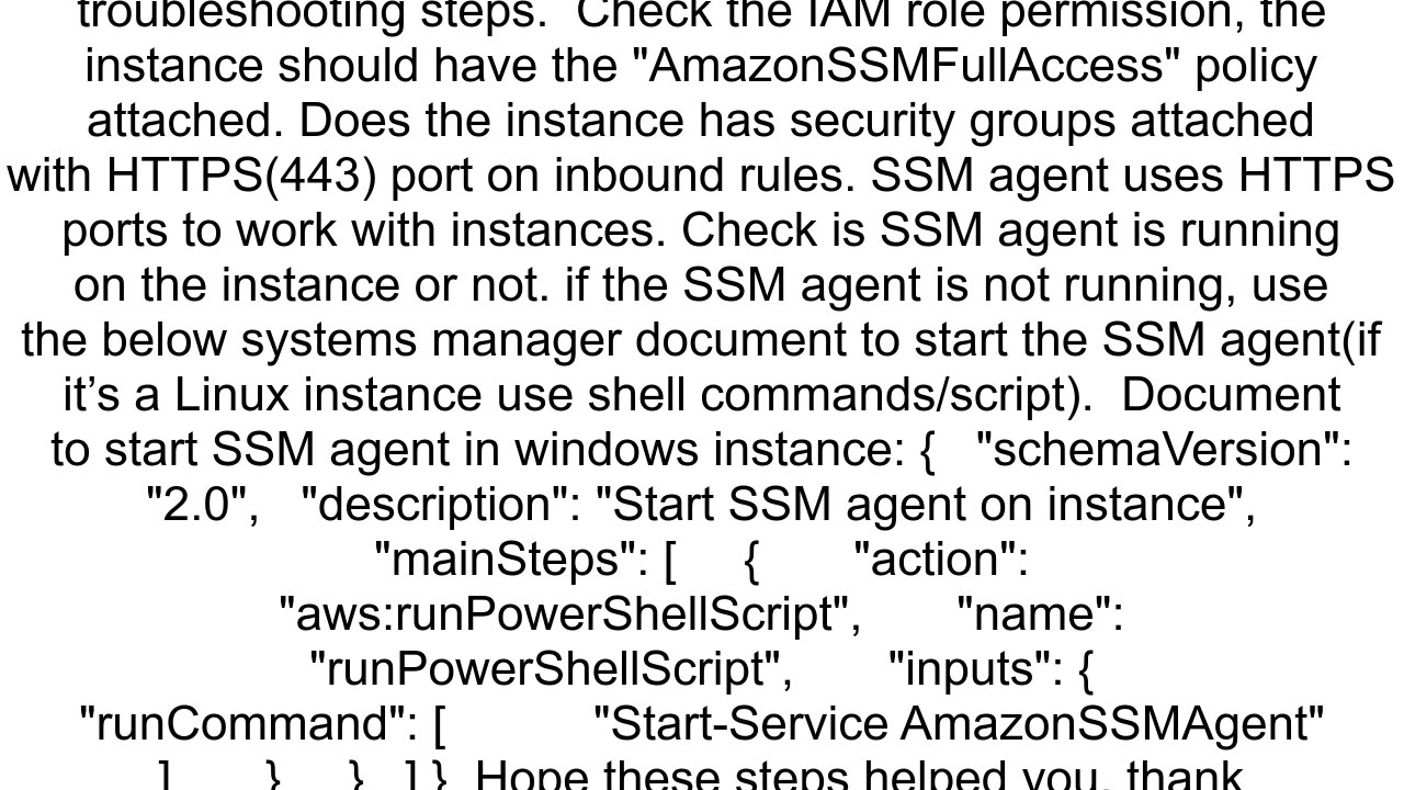 AWS - SSM Agent on Instances [&lt;&gt;] are not functioning