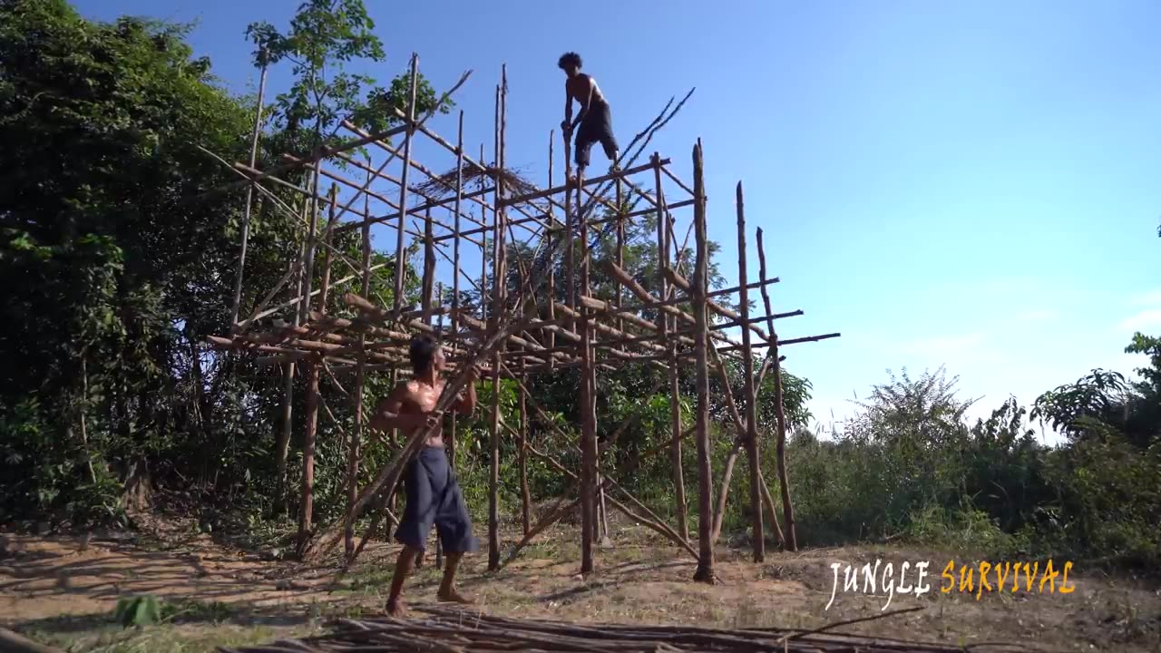 We Build The Most Beautiful contemporary Bamboo Villa House by Ancient Primitive Skills