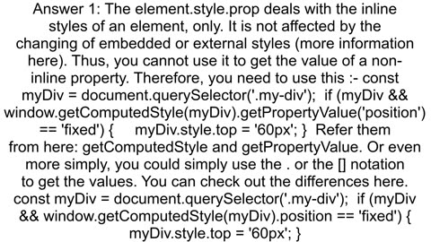 How can I use JavaScript to find if an element has position fixed