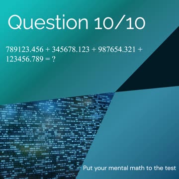 Put your mental math to test - Addition - Challenge - 10