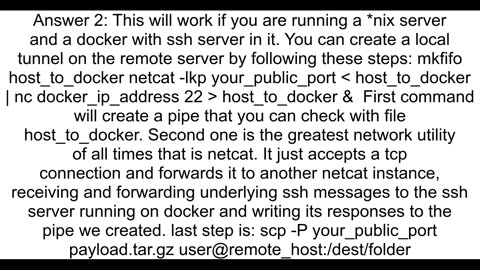 Copy file from localhost to docker container on remote server