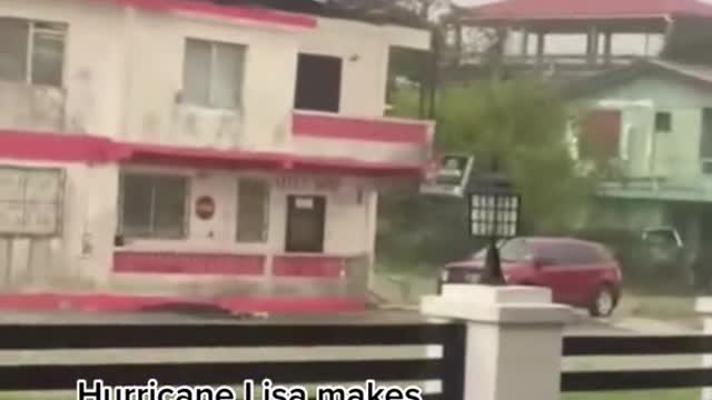 Hurricane Lisa makes landfall and rips off a piece of this roof in Belize