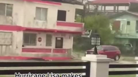 Hurricane Lisa makes landfall and rips off a piece of this roof in Belize