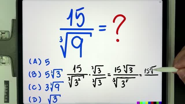 😱 15∛9 = Você consegue resolver essa RACIONALIZAÇÃO DE DENOMINADOR envolvendo raiz cúbica