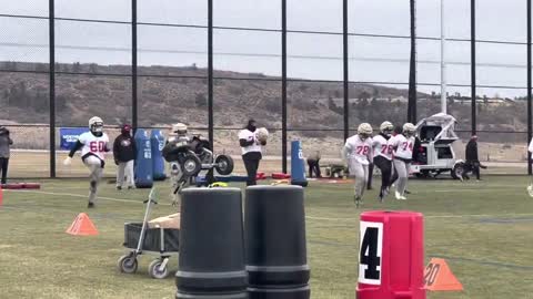 The 49ers Warm Up in the Snow at the United States Air Force Academy