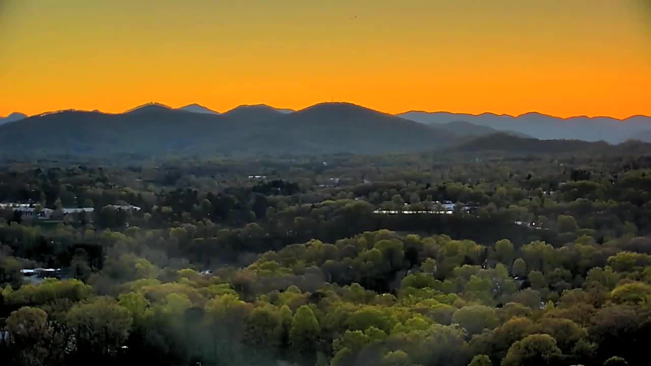 April 18, 2020 - Sunset as Seen from Downtown Asheville, North Carolina