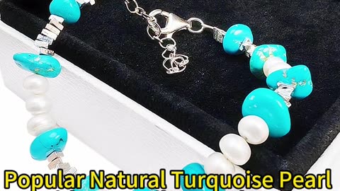GN-20241119-02 Popular Natural Turquoise Pearl with S925 Silver Authentic Bracelet High Jewelry