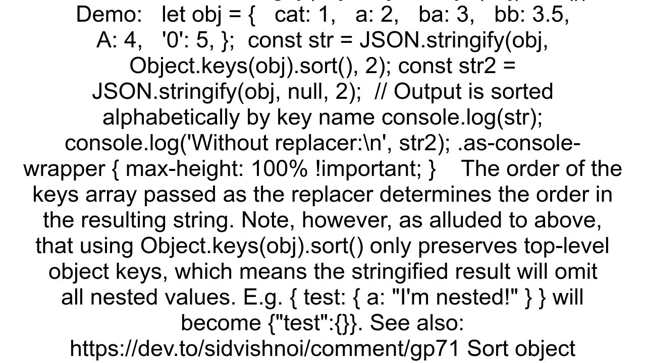 Does JSONstringify preserve the order of objects in an array