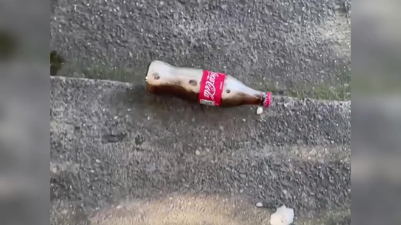 Crushing crunchy & soft things breaking glass bottle
