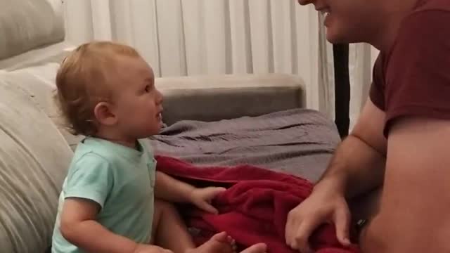 Beardless Dad Shocks a Baby