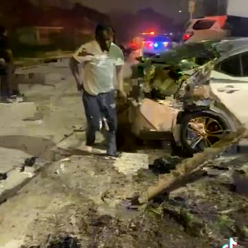 Pickup Truck Launched Into Four Parked Cars, Injuring Two In Houston, Texas