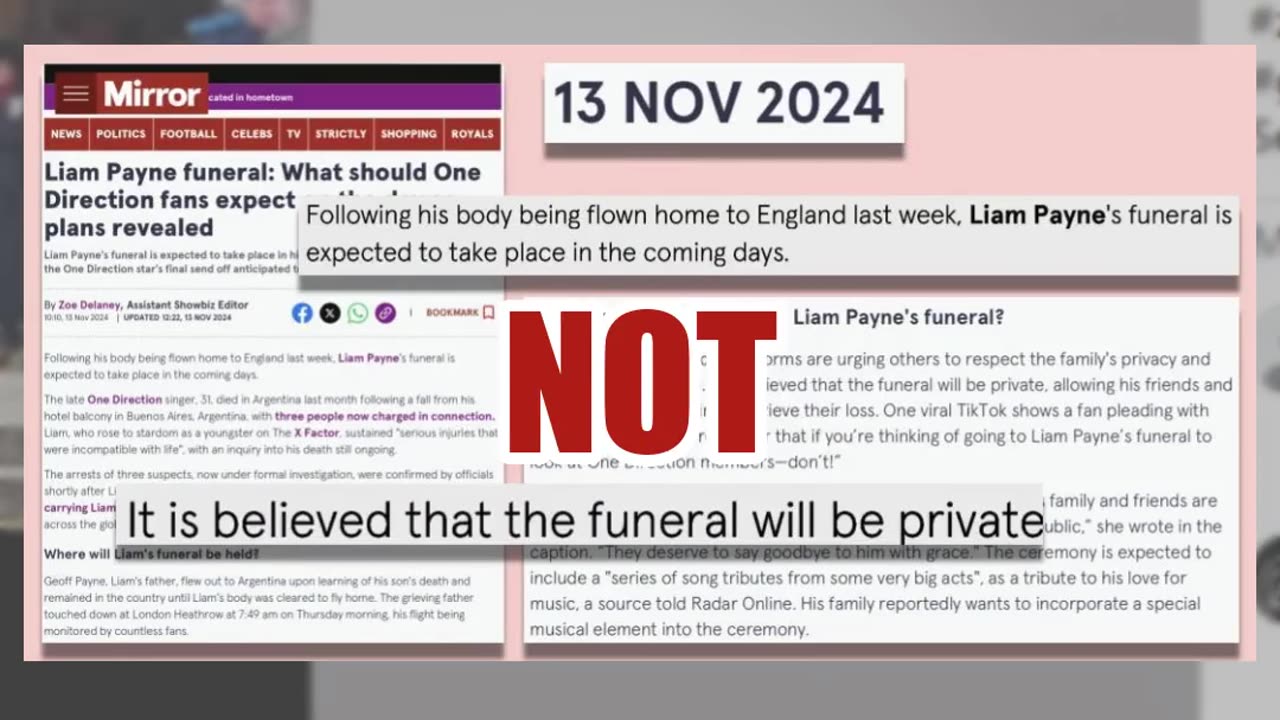 Fact Check: Videos On Social Media Through Mid-November 2024 Do NOT Show Liam Payne's Funeral