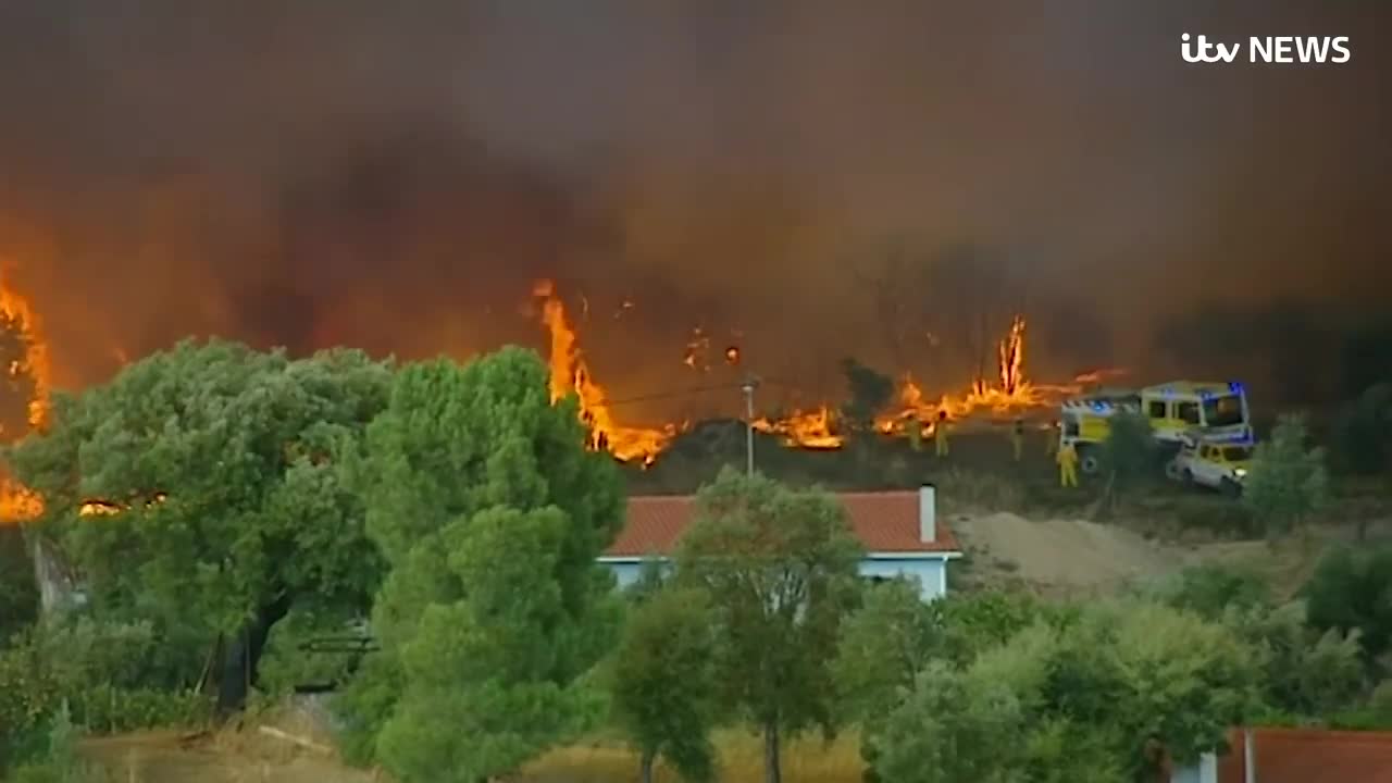 1,000 firefighters battle wildfires in central Portugal | ITV News