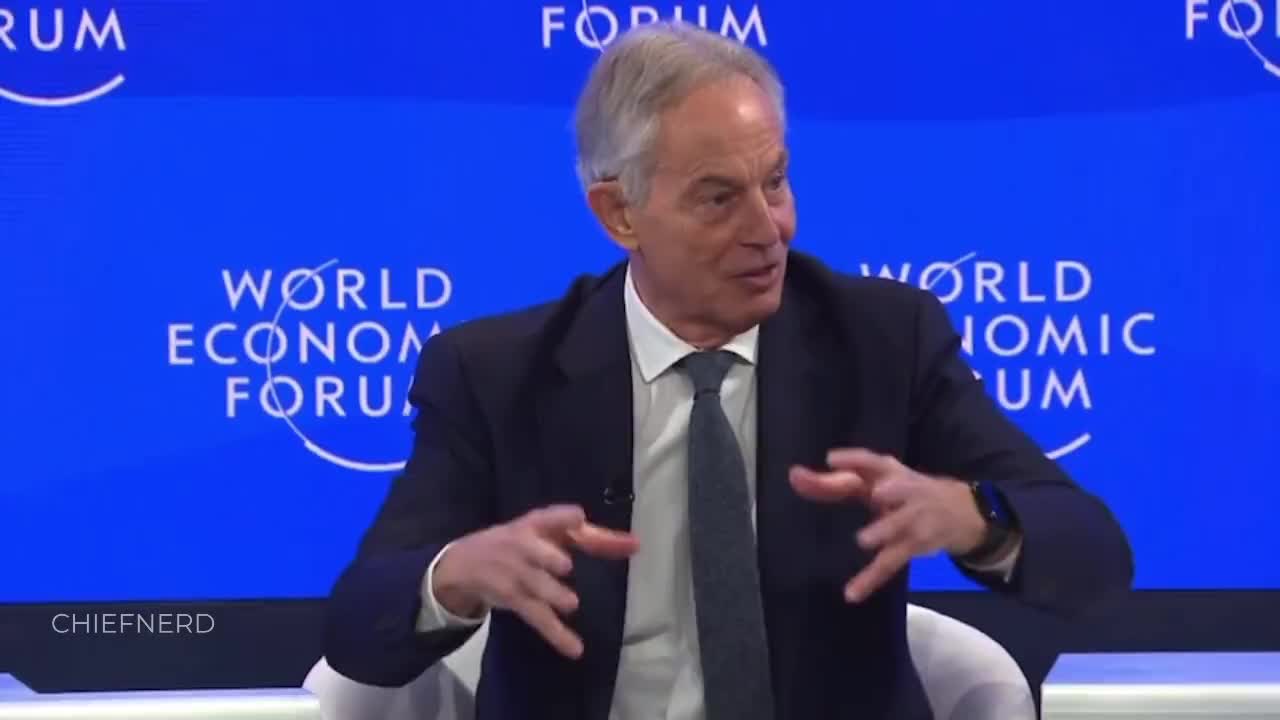 Tony Blair Lets The Mask Drop At WEF - National Digital Infrastructure Needed For New Vaccines