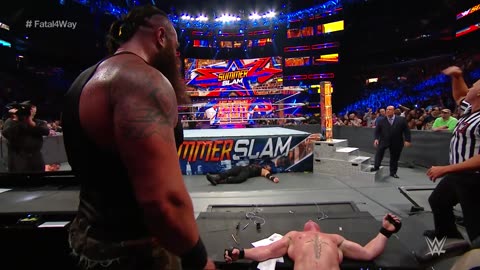 Full match - Lesnar vs reigns- vs -Joe vs st-5 WWE