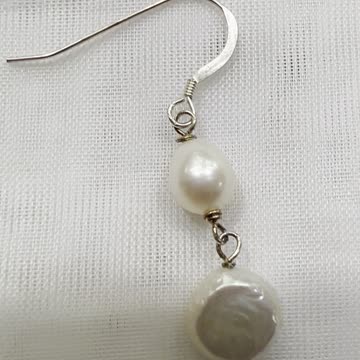 Handmade Unique 4” Drop Earrings with 925 Sterling Silver Hook, Freshwater Pearl