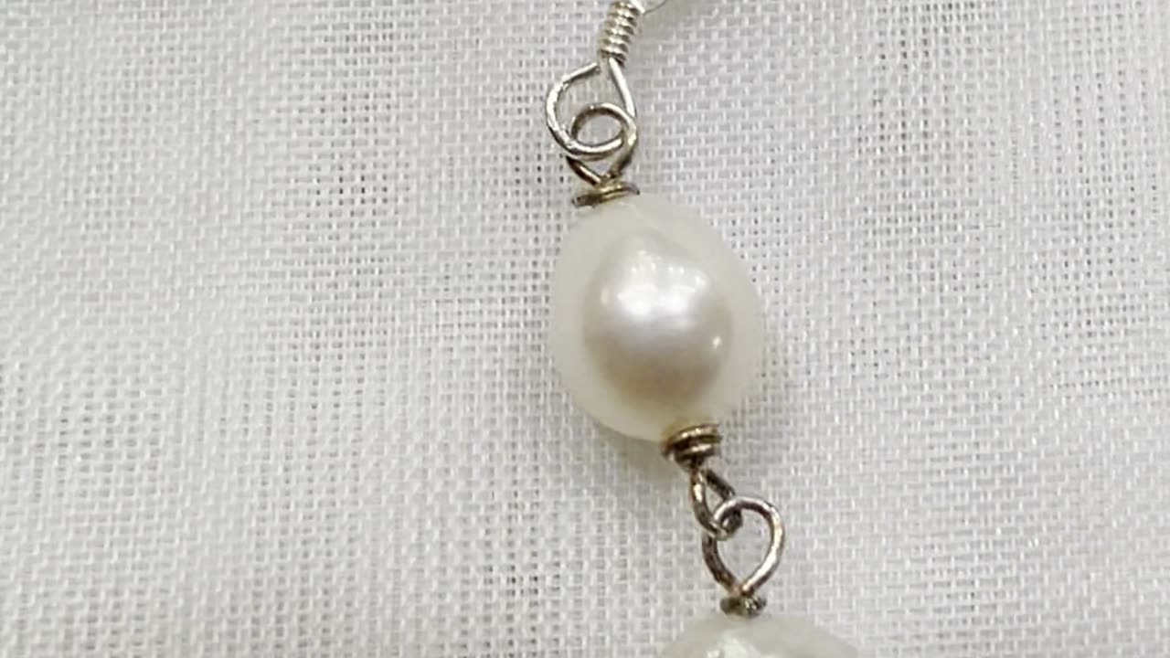 Handmade Unique 4” Drop Earrings with 925 Sterling Silver Hook, Freshwater Pearl