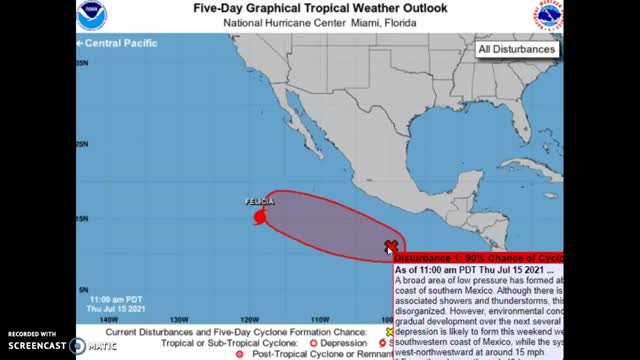 Felicia Inbound With Two Tropical Depressions Also in Play