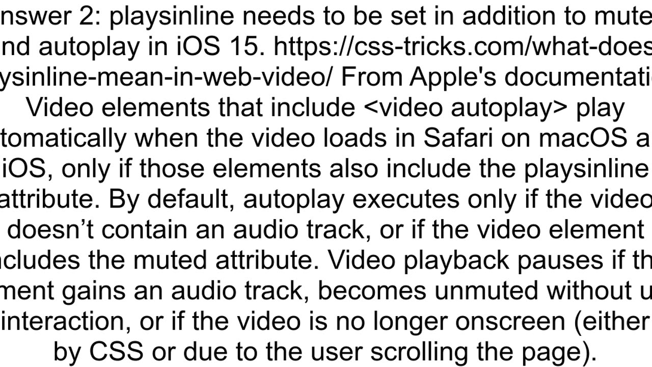 Autoplay video HTML on Safari iOS 142