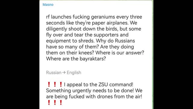 Kiev foot soldiers totally exasperated with the Iranian drones.