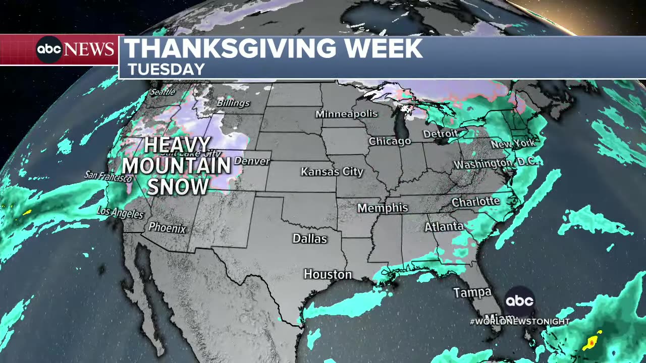 Rain and snow expected to complicate holiday travel