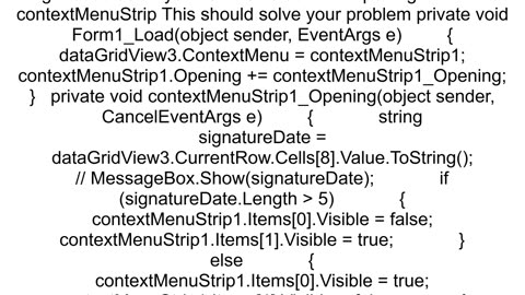 Hide and unhide context strip menu item C