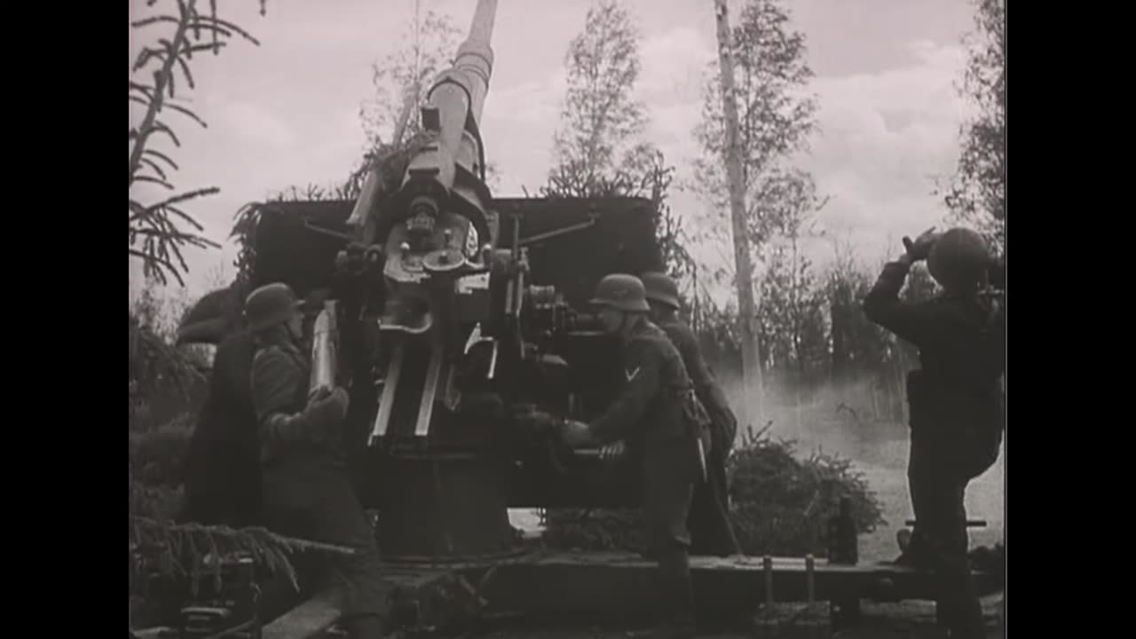 Concealed 88mm Flak and a Soviet bomber shot down over the Eastern Front in the Summer of 1942