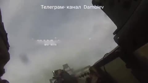 POV of Ukrainian getting hit while manning the gun on top of a Humvee