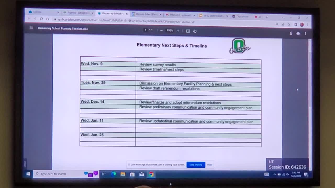 December 6th Osceola WI School Board Committee Meeting