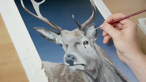 BEGINNER OIL PAINTING ART - How to Paint a Stag Time-Lapse