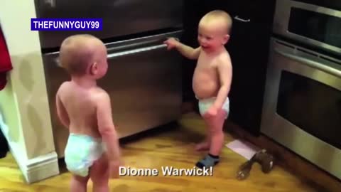 Cute boy giggle with his dad. Funny video