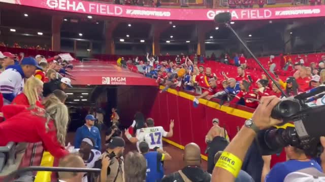 Josh Allen with #Bills fans here in Arrowhead after win.