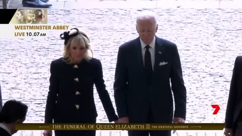 US President Joe Biden and wife Jill arrive at Queen's funeral in 'The Beast'