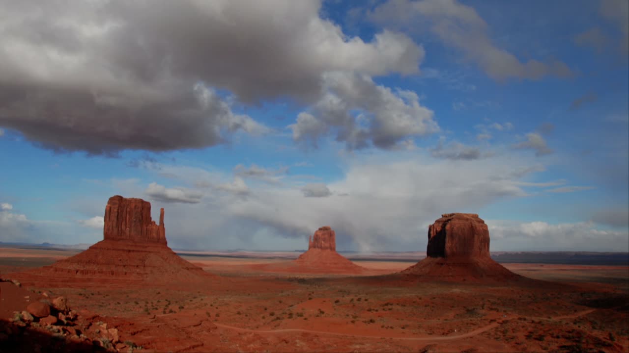 Timelapse clouds cross national monument valley monuments in the state uta