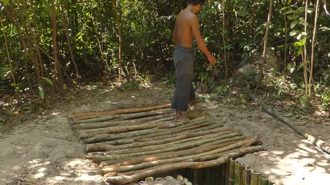 Building The Most Secret Underground Bamboo House By Ancient Skill