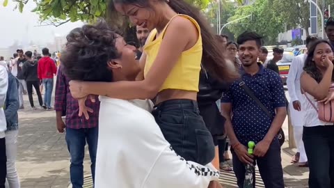 Romantic girl reaction and proposed