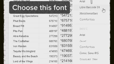 Create scannable barcodes by combining this formula and font in Google Sheets