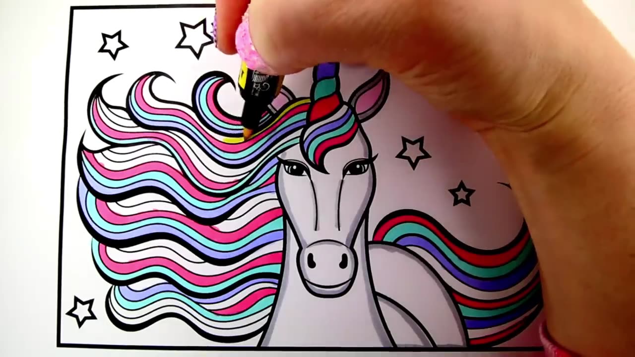 How to Draw a Unicorn for Kids 🦄💜💛💖💚 Unicorn Drawing | Unicorn Coloring Pages for Kids