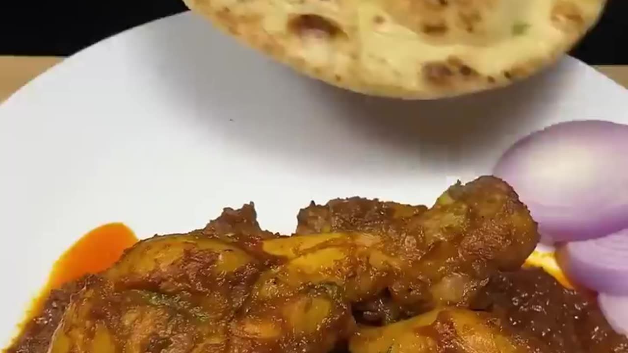 Cooking #ASMR Chicken Bhuna Masala with Naan - #Shorts #Food #Viral #YouTubeShorts