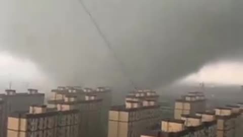 Massive and destructive tornado sighted in Dongming, located in the Shandong Province of China.