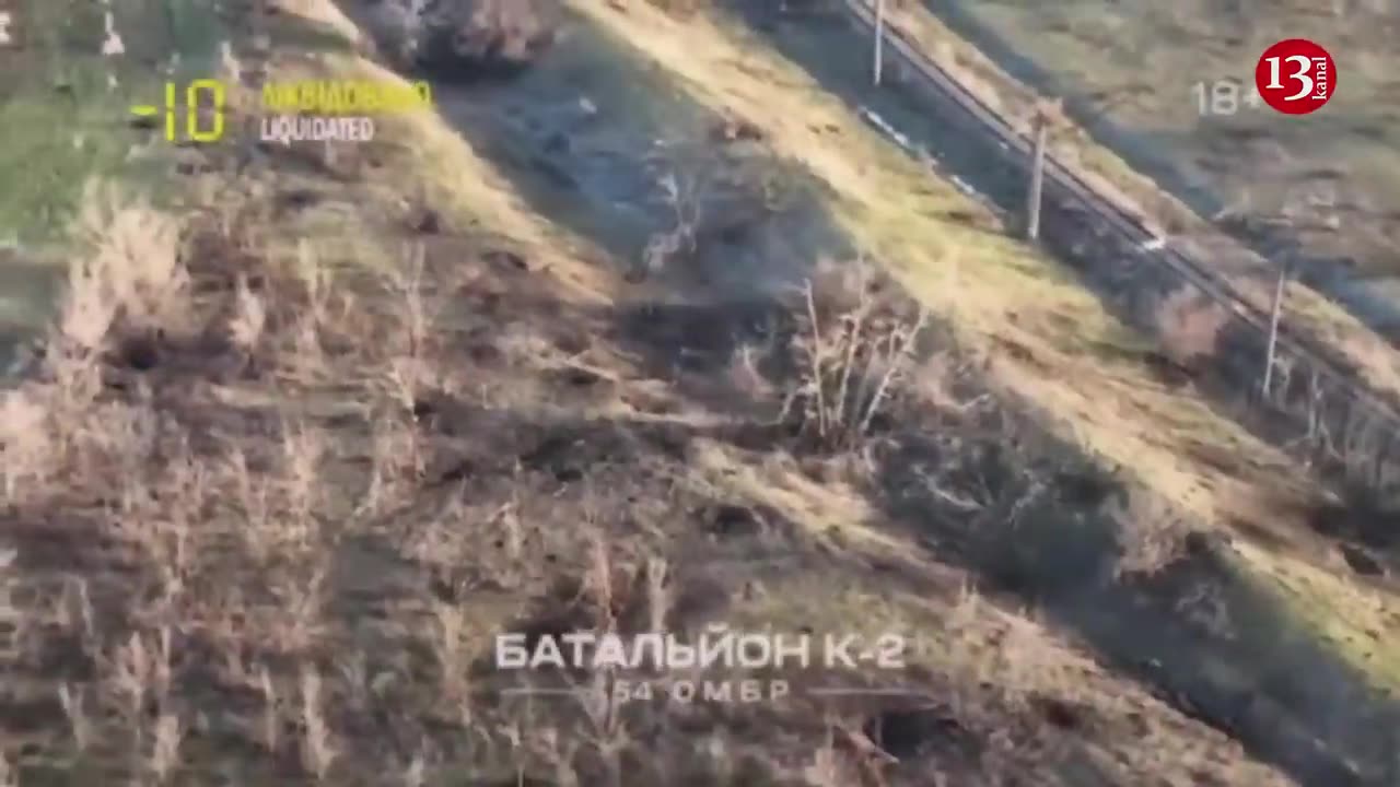 Attacking with small arms, Russians were surrounded in an open area, came under fire