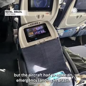 Boeing seat launches mid flight trapping passenger in the over head bins...