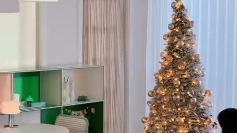 Fully Decorated Retractable Christmas Tree
