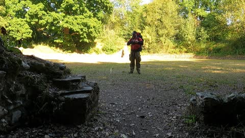 Leaving the Roman amphitheatre. Silchester.